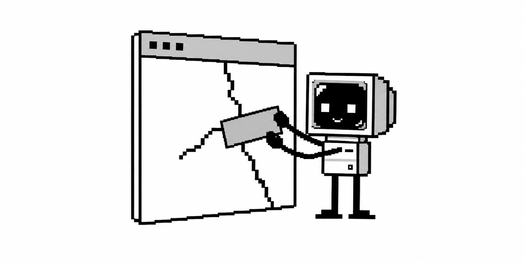 A CRT agent patches a crack in a browser-window panel.