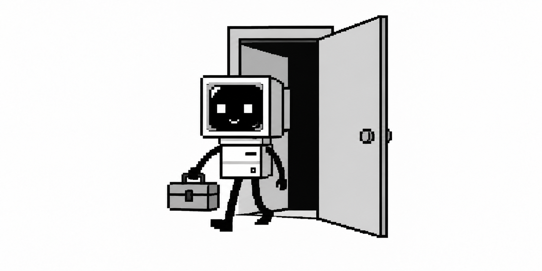 A CRT agent carries a toolbox through an open doorway.