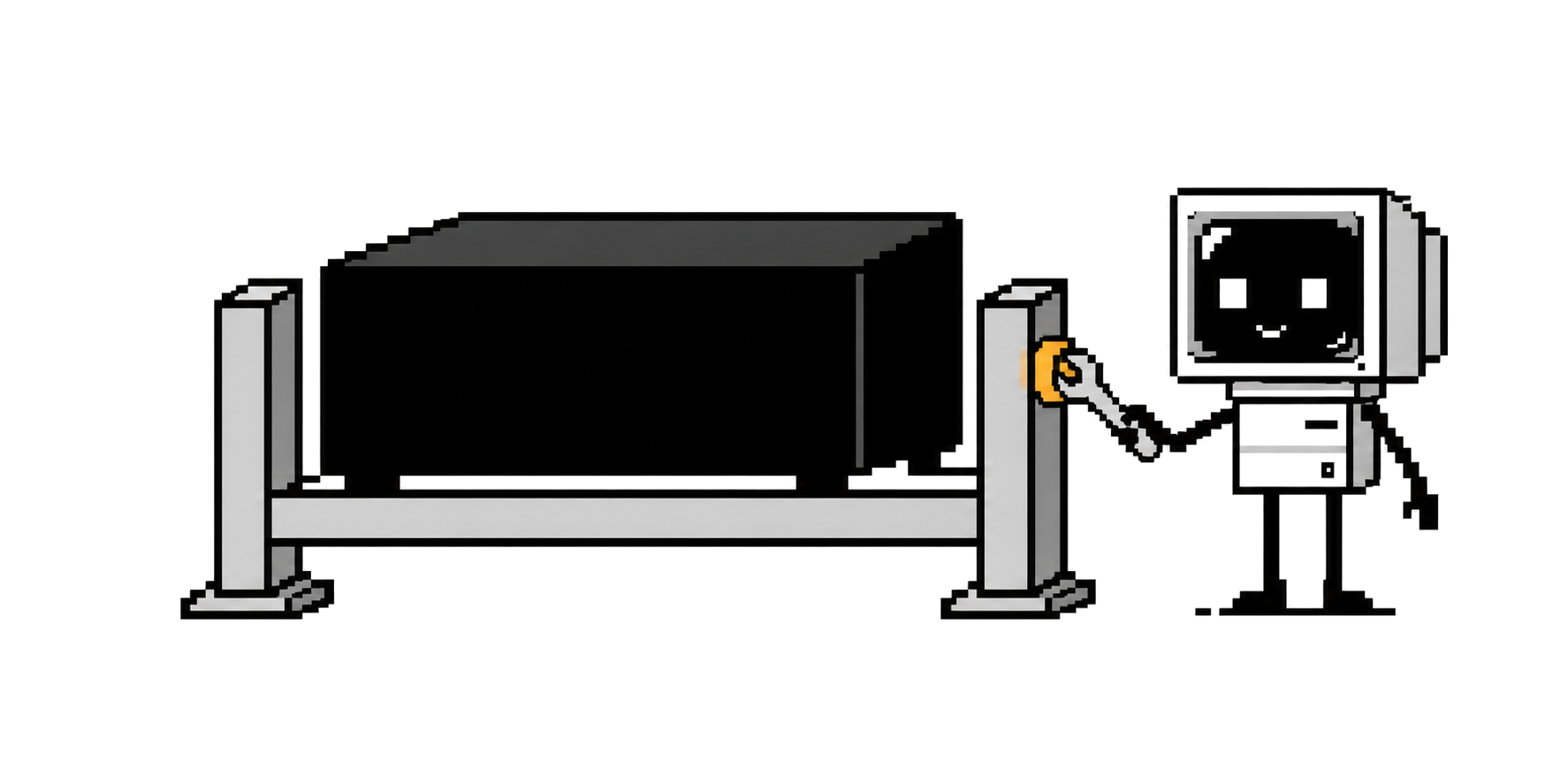 A CRT agent tightens a bolt on the supporting frame around a sealed computing module.