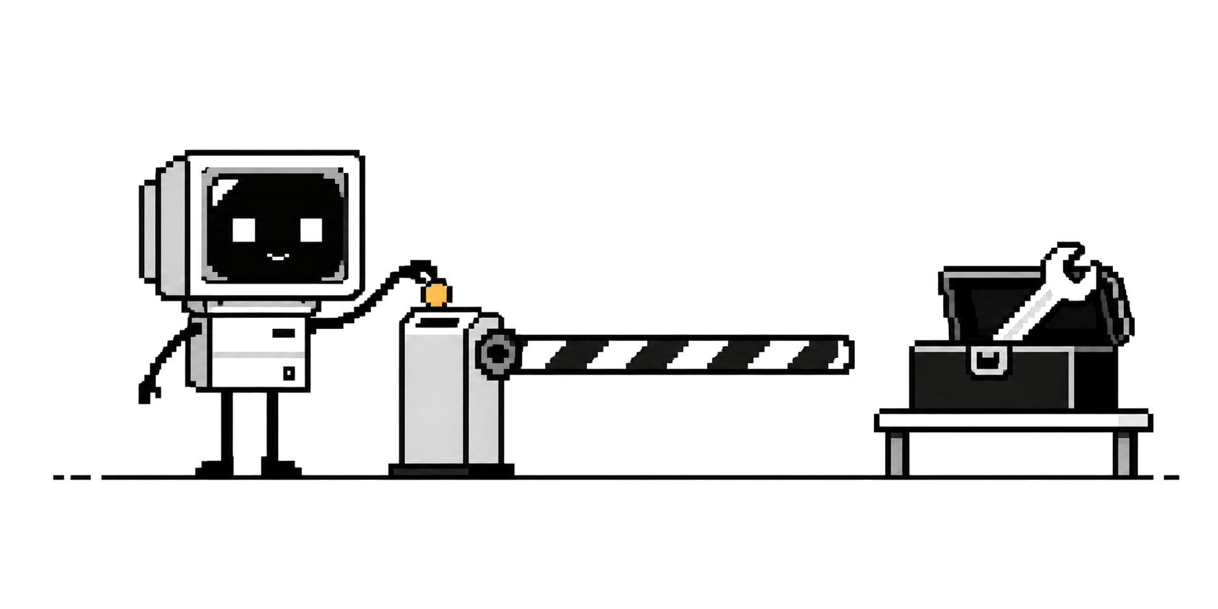 A CRT agent inserts a coin at a barrier blocking access to an open toolbox.